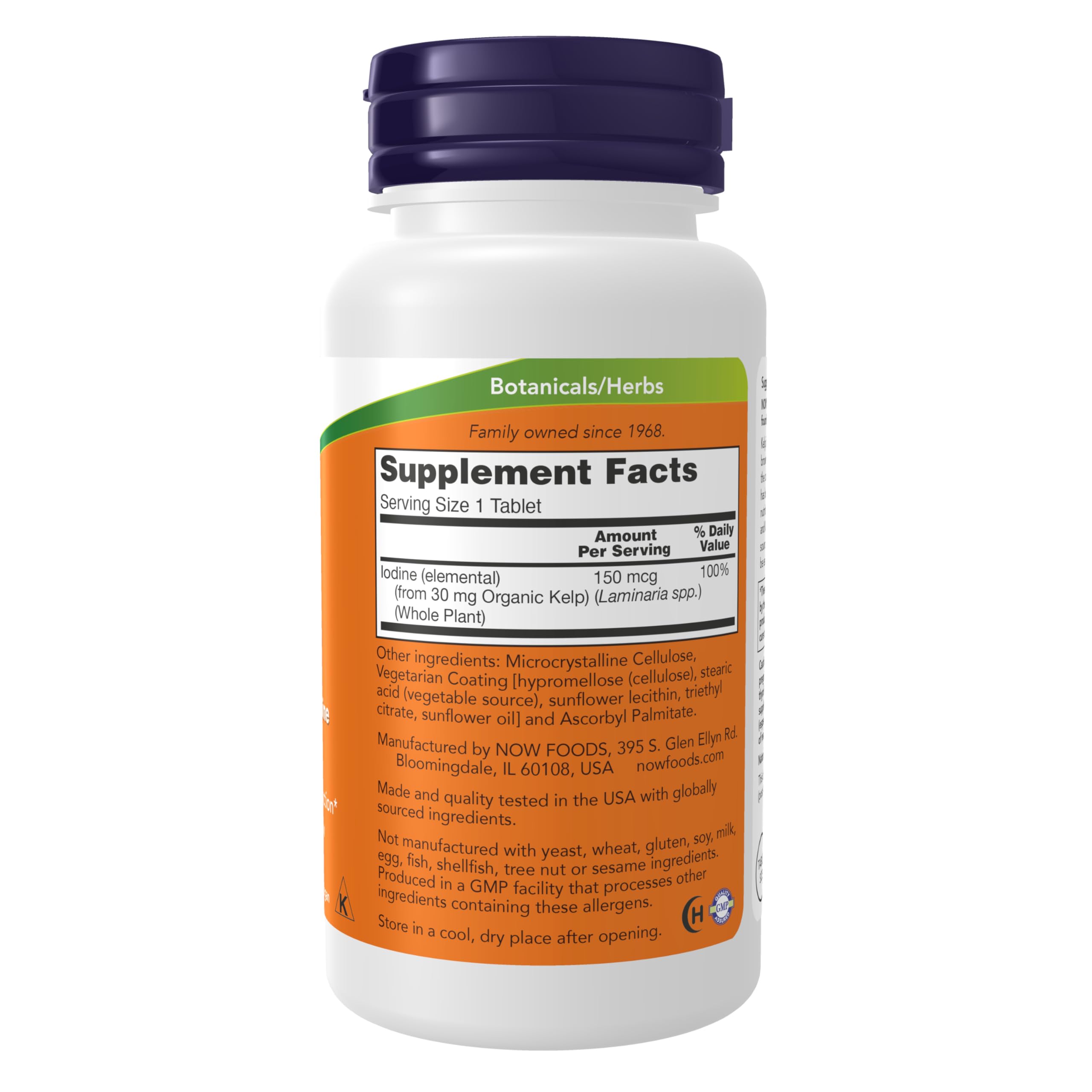 NOW Supplements, Kelp 150 mcg of Natural Iodine, Easier to Swallow Tablet, Super Green, 200 Tablets
