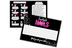 LASHICORN Handmade Acrylic Press On Nails Display Card | 5x7” 30 pk | w/Application Aftercare Instructions Inserts Hot Pink & Black Add to Your Bags to Display Nails