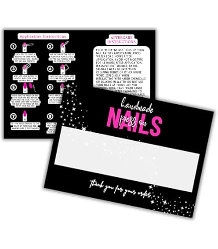 50 Pack Press On Nail Instructions Cards, Bebbtiy Press On Nail Application Guides Nail Aftercare Manicure Usage Business Supplies Card Black 1 P 179075442