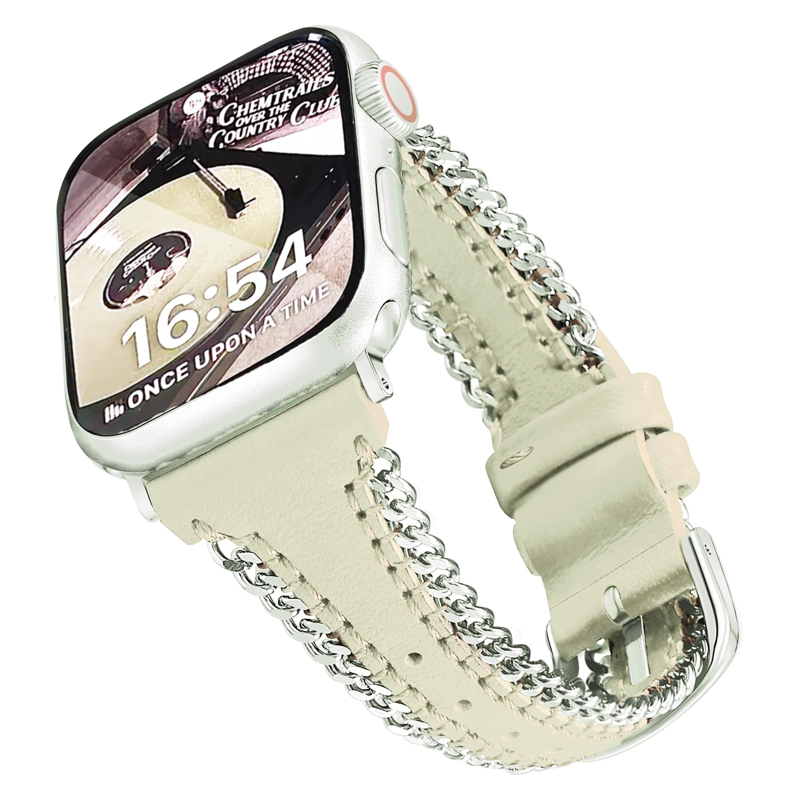 Leather Starlight Band Compatible with Apple Watch Silver Bracelet Women 38mm 40mm 41mm 42mm.Jullstar Metal Chain Dressy Vintage Strap for iphone Watch Wristband Series Ultra SE 10 9 8 7 6 5 4 3 2 1-star38