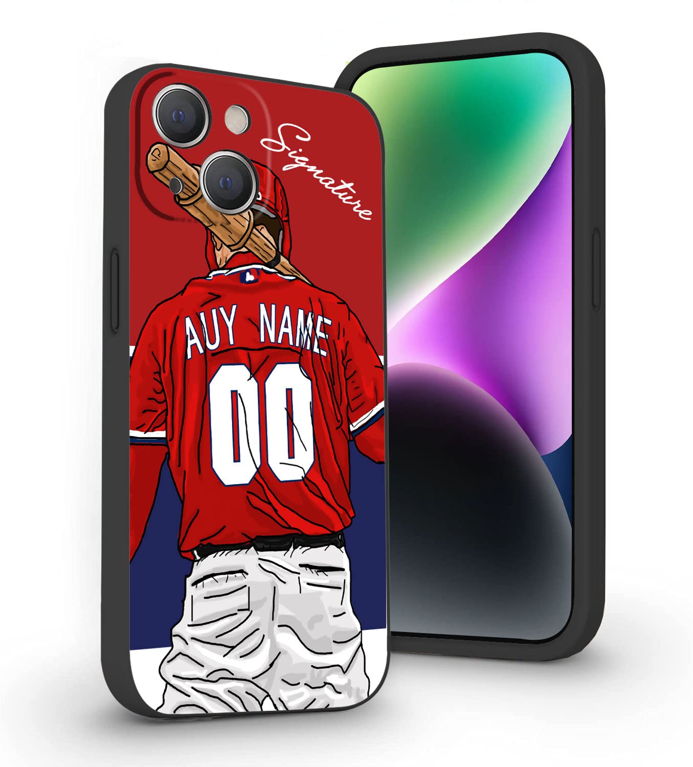 VNGDA Custom Name & Number Baseball Case for iPhone 17 Air 16 15 Pro Max 14 13 Mini 12 11 Xs Xr SE3 8 7 6 Plus，Liquid Silicone with Camera Protection Custom Signature Phone Case(Washington)