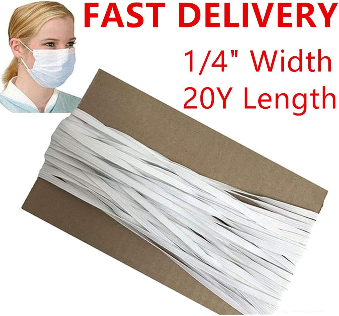 White 20-Yards Length 1/4" Width Braided Elastic Cord/Elastic Band/Elastic Rope/Bungee/White Heavy Stretch Knit Elastic Spool