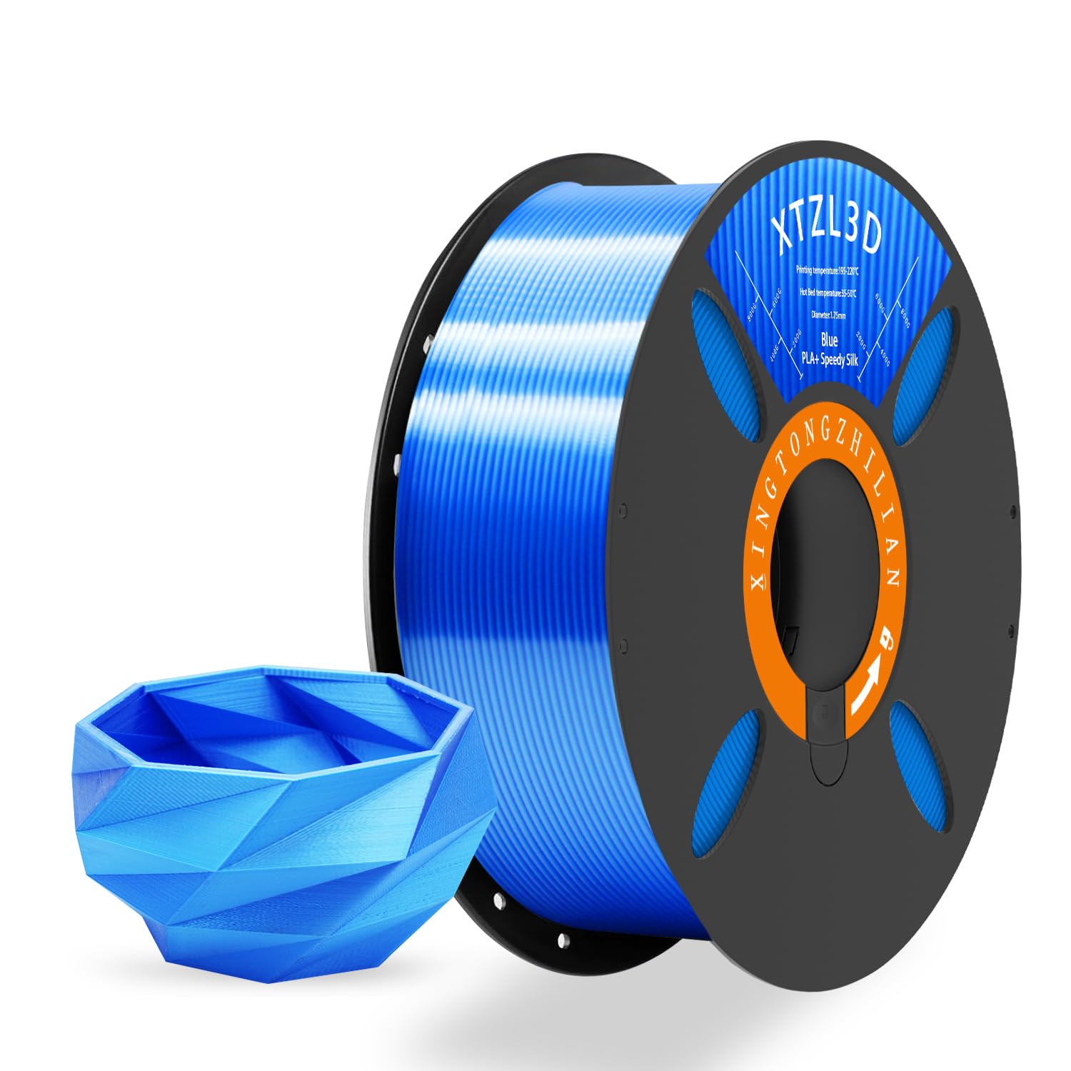 PLA 3D Printer Filament 1.75mm,3D Printing Filament Material Dimensional Accuracy +/- 0.02 mm,1kg/Spool (2.2 LBS) for 3D Printers,Blue Silk PLA