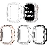Goton 4-Pack Bling Case for Apple Watch Protector 45mm Series 9/8/7, Women Glitter Diamond Rhinestone Bumper for iWatch Cover Accessories 45 mm
