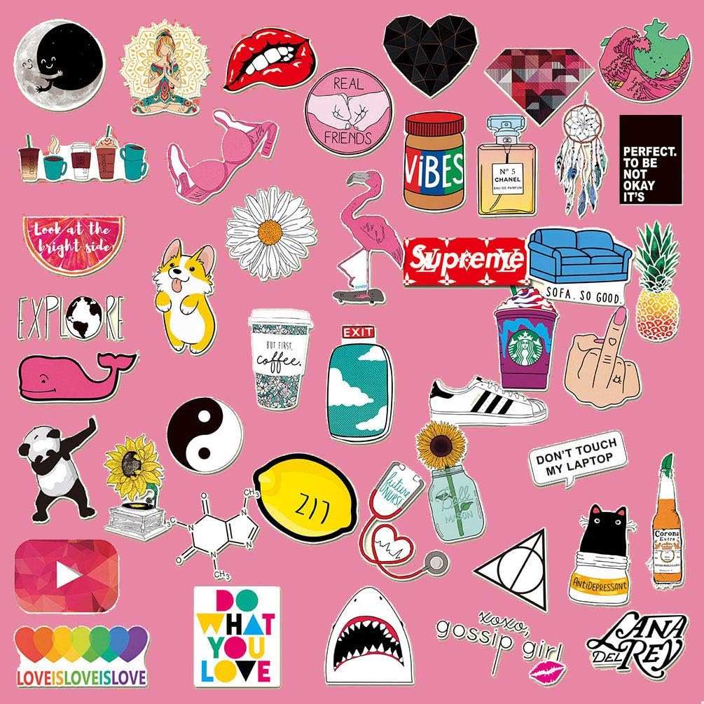 Girl Cute Water Bottle Stickers, Cartoon Waterproof Vinyl Laptop Computer Notebook Car Skateboard Motorcycle Bicycle Luggage Guitar Bike Decal 45pcs Pack