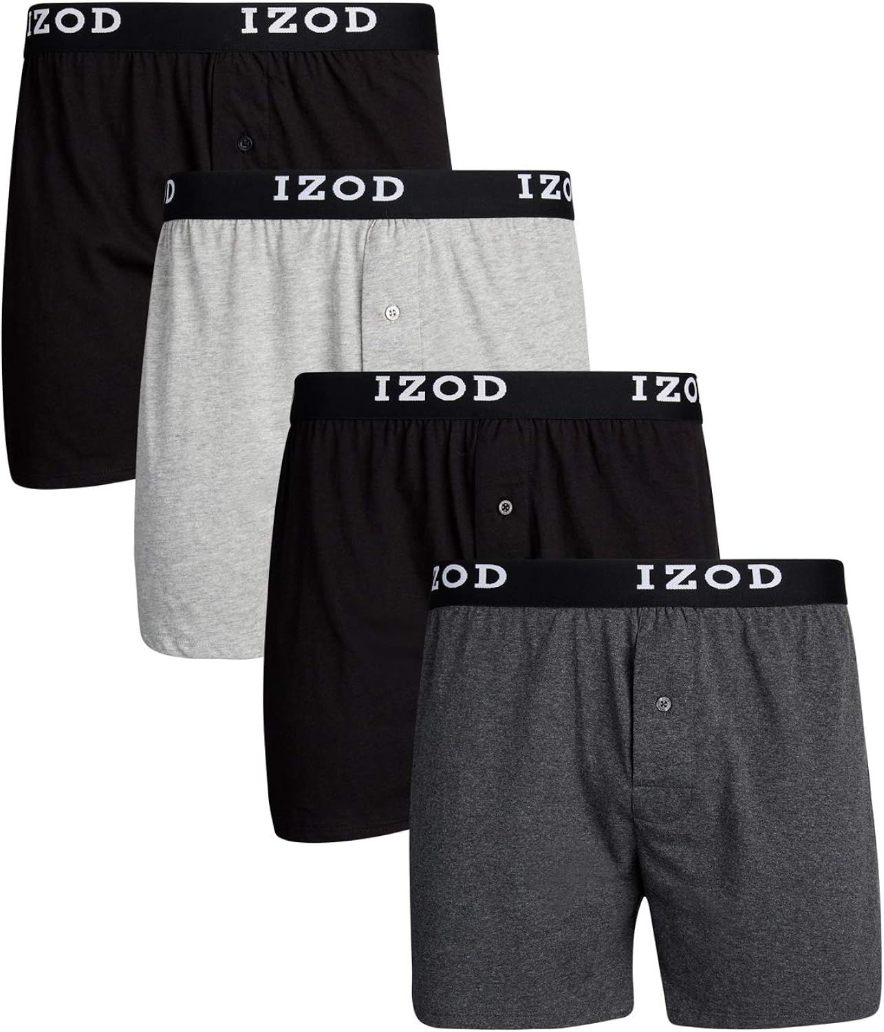 IZOD Mens Cotton Knit Boxers 4Pack Amazon.co.uk Clothing