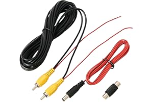 QDiShi Backup Camera RCA Video Cable, Car Reverse Rear View Camera Video Cable with Detection Wire (19.69FT / 6M),AV Extension Cable with RCA Video Female to Female Coupler and Power Cable
