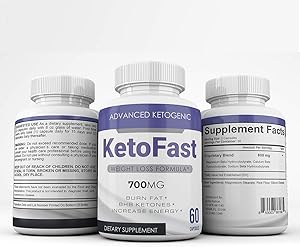 Keto Fast - Advanced Ketogenic Weight Loss Formula - 700MG - Burn Fat - BHB Ketones - Increase Energy - 60 Capsules - 3 Month Supply
