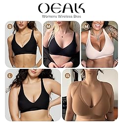 OEAK Womens Deep V Bras Wireless Comfortable Bra