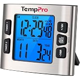 TempPro TM02 24H Kitchen Timer with Clock Mode &amp; Dual Digital Timers | Magnetic Timer with Adjustable Alarm Volume, Kitchen Timers for Cooking with LCD Backlit, Classroom Timer for Kids &amp; Teachers