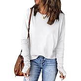 OFEEFAN Long Sleeve Shirts for Women Tunic Tops Thumb Hole Oversized Tshirts Fall Outfits