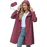 Zando Long Packable Rain Jacket Women Waterproof - Raincoat for Women Rain Coat with Hood Lightweight Outdoor Windbreaker