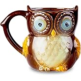 Berry President Owl Coffee Mug, Morning Ceramic Coffee Mug, Tea Cup for Office and Home,Owl Gifts for Women (Brown, 12 oz)