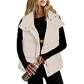 ANRABESS Women Puffer Vest Sleeveless Zip Up Stand Collar Quilted Lightweight Jacket Winter Warm Puffer Padded Down Outerwear