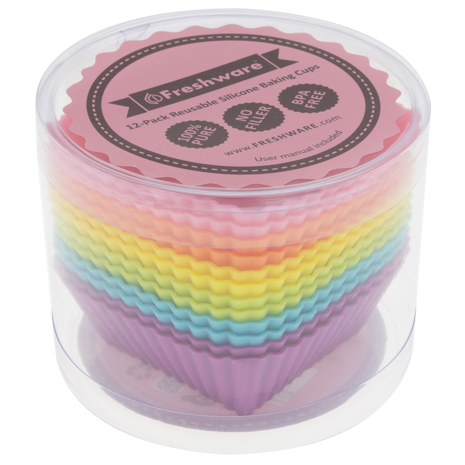 Freshware Silicone Cupcake Liners/Baking Cups 12Pack Muffin Molds, 2