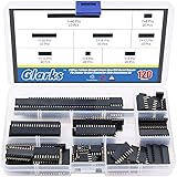 Glarks 120Pcs 2.54mm Straight Single Row PCB Board Female Pin Header Socket Connector Strip Assortment Kit for Arduino Protot