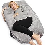 QUEEN ROSE Pregnancy Body Pillows ,U Shaped Full Body Maternity Pillow for Pregnant Women with Removable Cover,Gray
