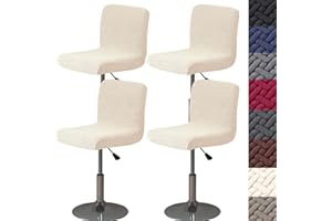 HFCNMY Bar Stool Covers with Backs,4 Pack Stretch Bar Stool Chair Covers,Jacquard Bar Stool Covers,Washable Bar Chair Covers Swivel Barstool Covers Slipcovers with Back Beige