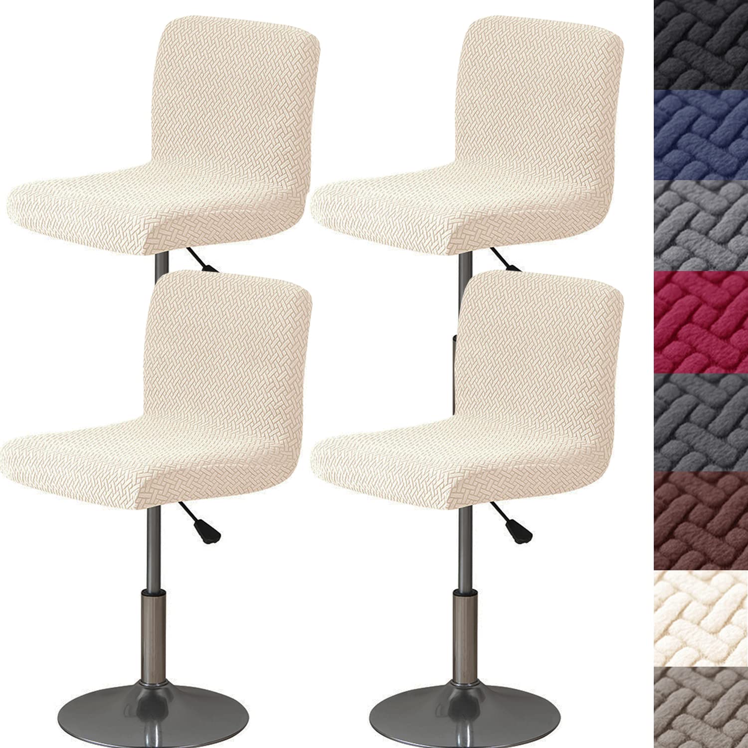 Photo 1 of HFCNMY Bar Stool Covers with Backs,4 Pack Stretch Bar Stool Chair Covers,Jacquard Bar Stool Covers,Washable Bar Chair Covers Swivel Barstool Covers Slipcovers with Back Beige