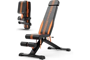 SKYPELIA 900LBS Adjustable Weight Bench - Foldable Workout Bench Press with 33.5" Extended Backrest for Home Gym Strength Training,Folding Flat Incline Bench with 80x40MM Steel for Full Body Exercise