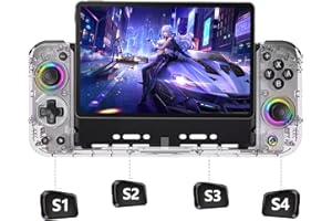 SZYUYU Switch Controller for Nintendo Switch/OLED, Full-Size Grip Ergonomic Handheld Mode Controller, Switch Pro Controller One-Piece Joypad with 8 Color RGB Lights/Programming/Turbo/Cable (Transparent ice)