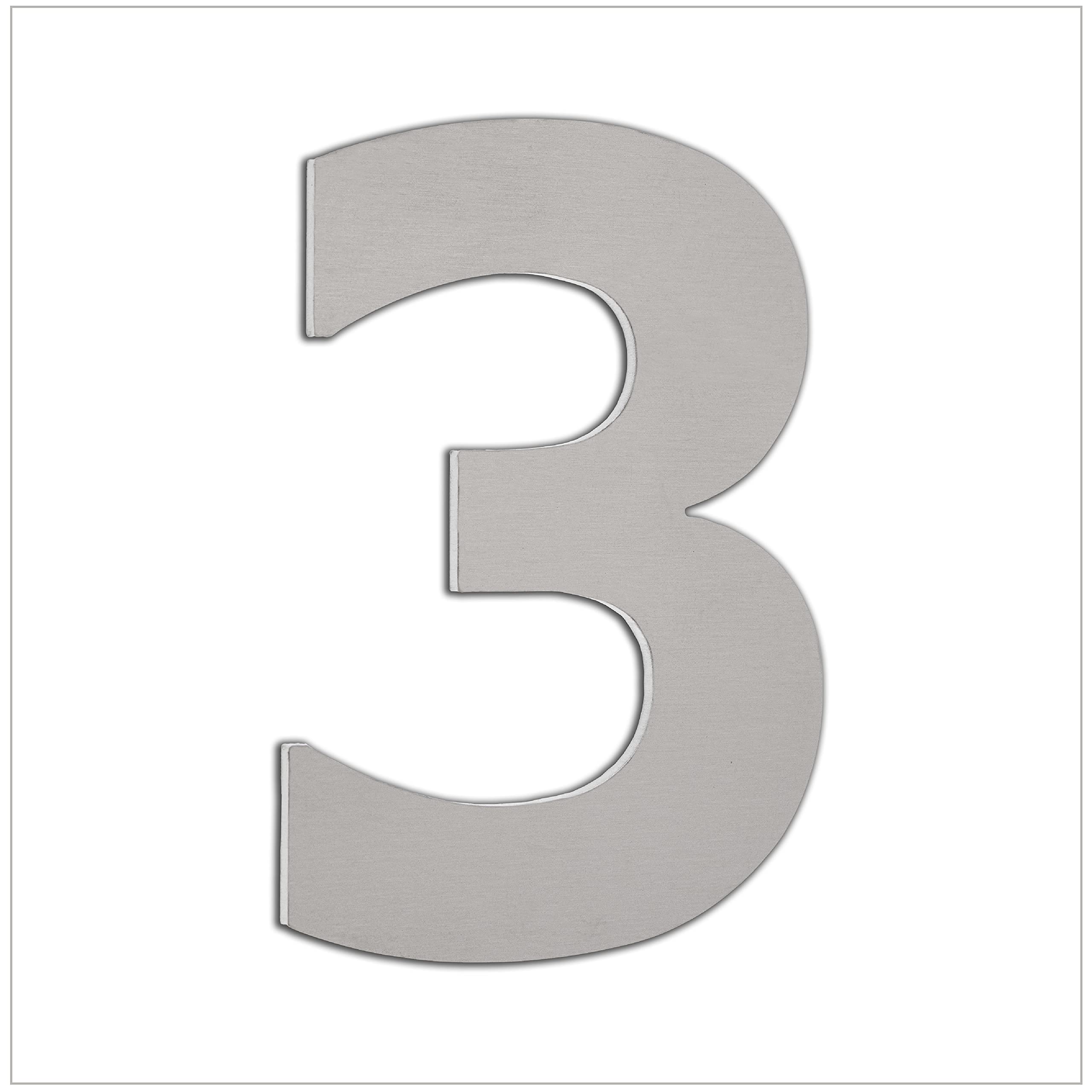 EVI Herrajes 640/120 - Numbers for houses "3" de 120 mm, finish matt inox (acero inoxidable), 06401203AM