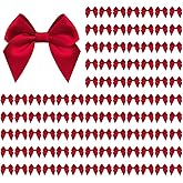 100 PCS Bows for Gift Wrapping, 2.75" Satin Ribbon Bows with Double-Sided Tape, Small Bows for Crafts, Bow Decor, Mini Bows Decorations for Party Baby Shower Birthday Wedding (Red)