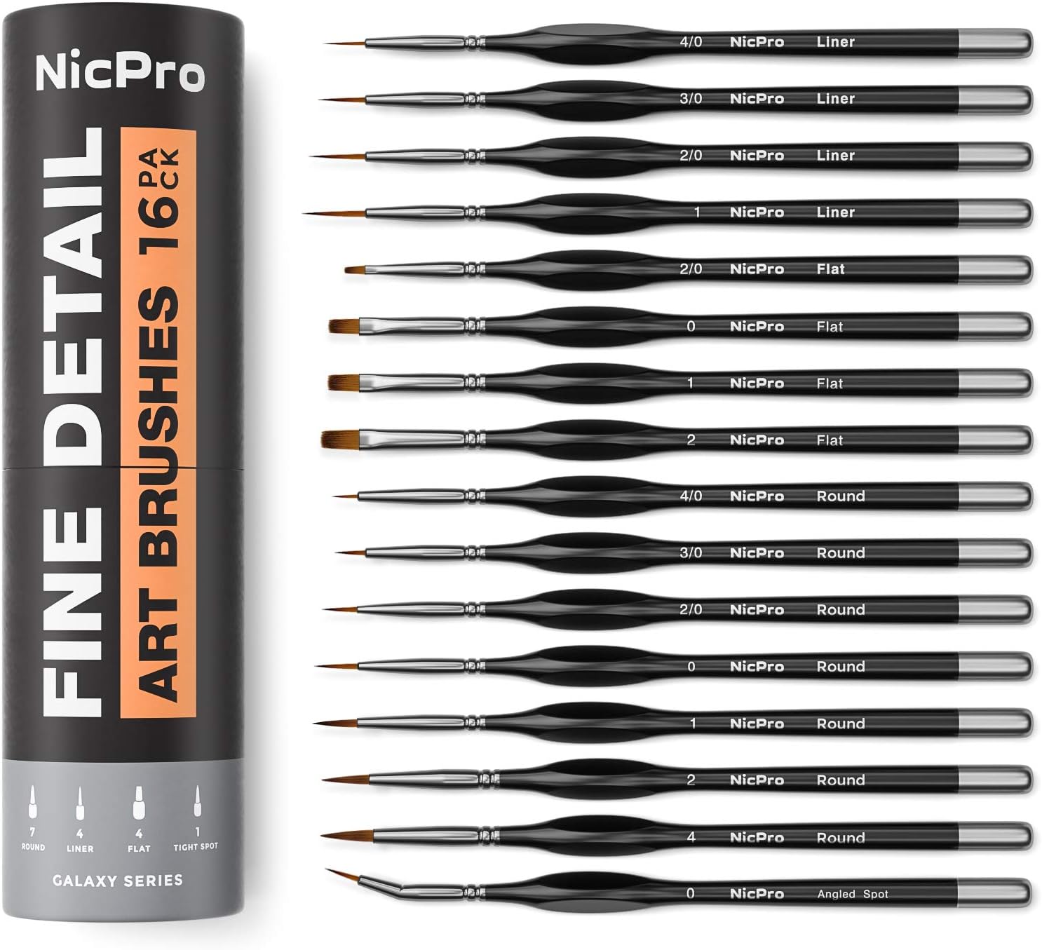 Nicpro New Small Detail Paint Brush Set,16 Professional Miniature Fine Detail Brushes for Watercolor Oil Acrylic,Craft Models Rock Painting & Paint by Number