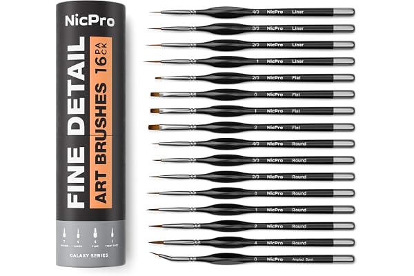 Nicpro 16 PCS Small Detail Paint Brush Set, Professional Miniature Painting Kit Fine Detail Brushes for Watercolor Oil Acryli