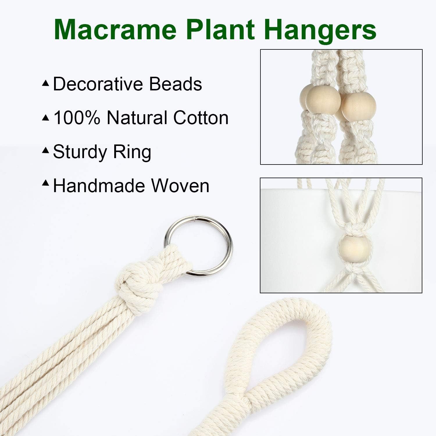 6 Pieces Macrame Plant Hangers with 6 Hooks, Different Tiers - Image 4