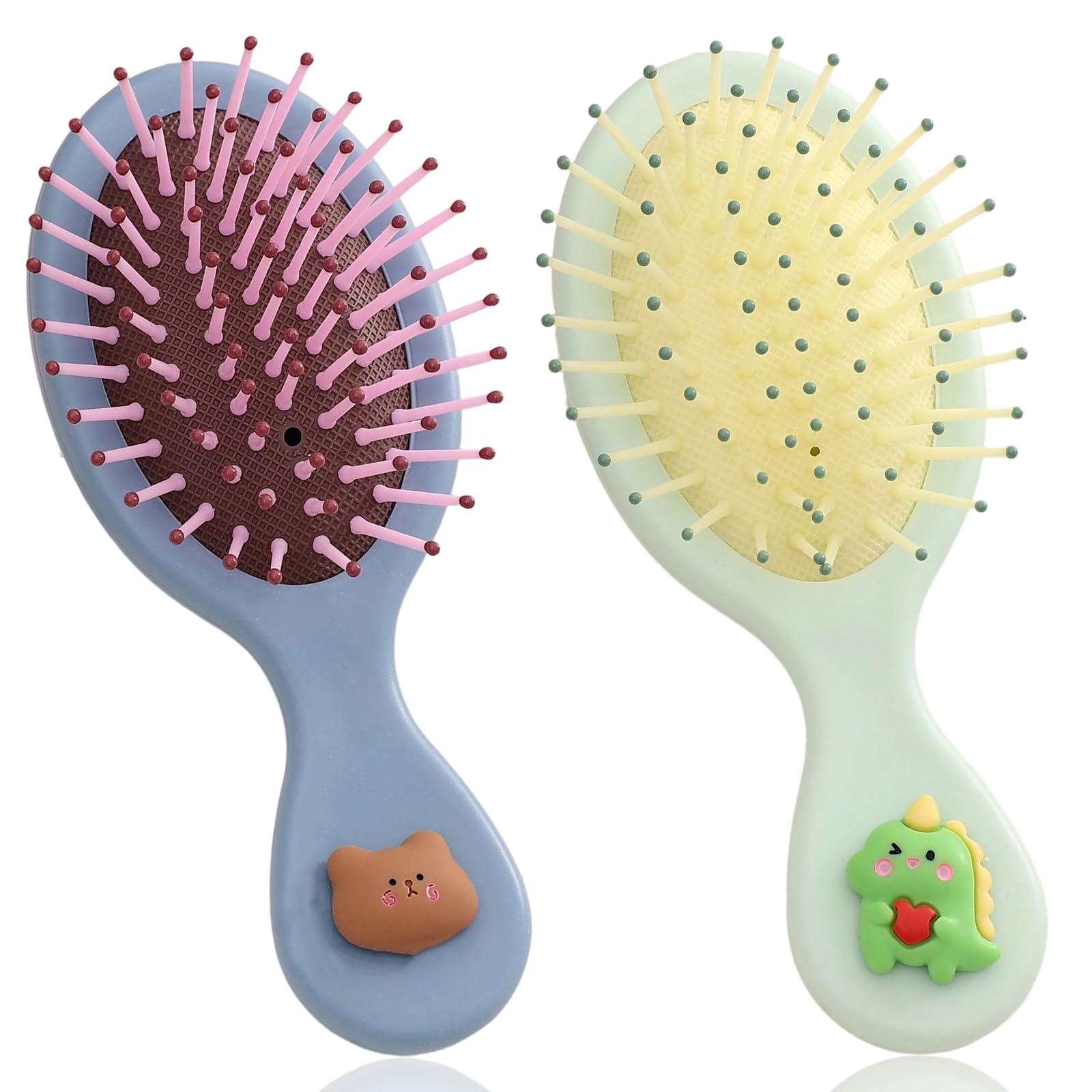 Vexquivera 2Pcs Toddler Hair Brush Kids Hair Brush Set,Massage Comb Small Hair Paddle Brush for Thick Curly Thin Long Short Wet or Dry Hair Provide Effective Way for Daily Hair Care(Little Bear and