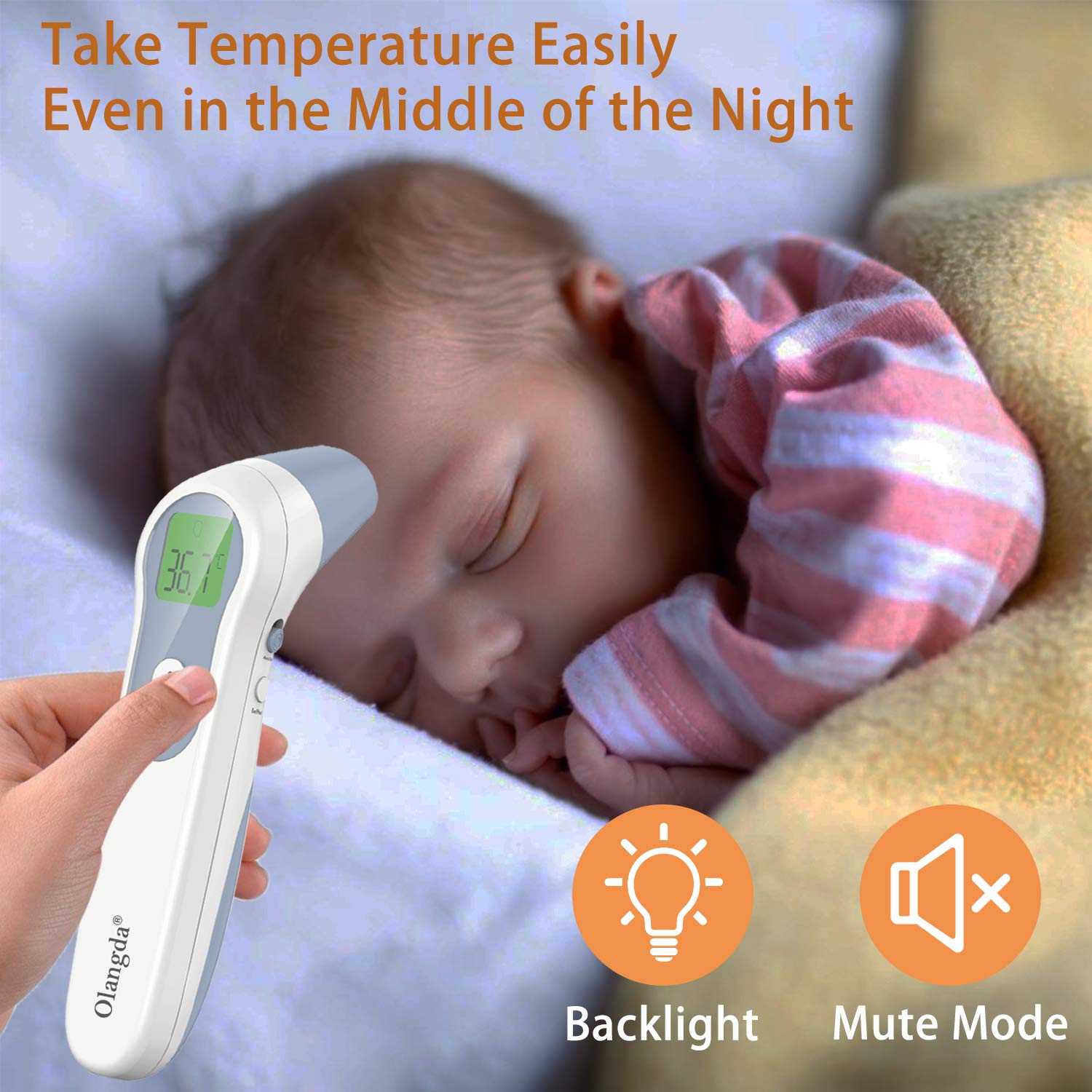 Olangda Ear and Forehead Thermometer, Non Contact Forehead Digital Infrared Thermometer with Instant Accurate Reading: Industrial & Scientific