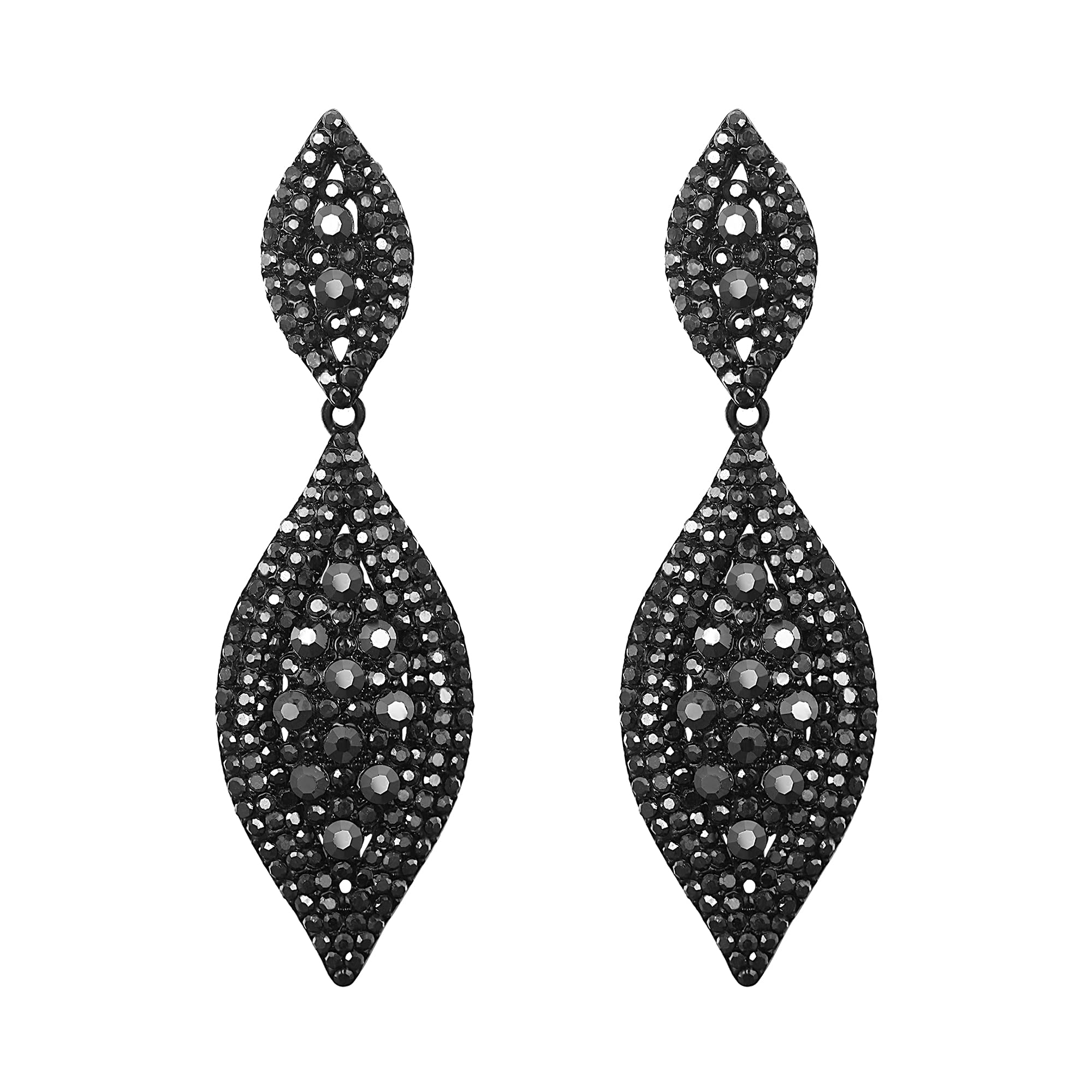 EVER FAITH Grey Earrings Sparkly Crystal Teardrop Statement Drop Dangle Pierced Earring for Women Costume Jewellery — image 1