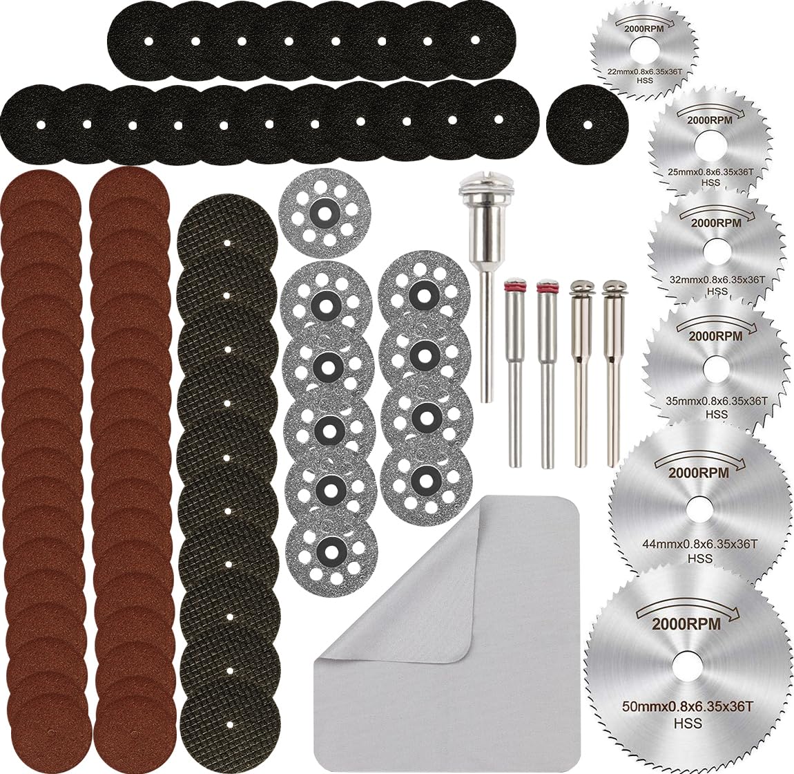 Diamond Cutting Wheel Discs Set, 88Pcs HSS Circular Saw Blades Diamond Wood Glass Plastic Metal Stone Cutting Drill Wheels Kit with Mandrels for Dremel Rotary Tool