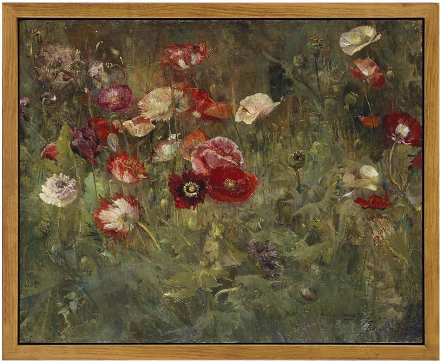 Wall Décor - WITCOLOR Framed Large Canvas Wall Art, 12×16in Vintage Wall Art Decor for Living Room Retro Nature Floral Wood Wall Art Prints Classical Flower Painting for Bedroom Office Home Decoration