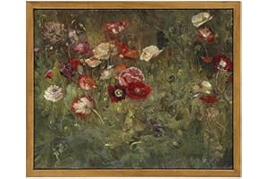 WITCOLOR Framed Canvas Wall Art, 8×10in Vintage Wall Art Decor for Living Room Retro Nature Floral Wood Wall Art Prints Classical Flower Painting for Bedroom Office Home Decoration