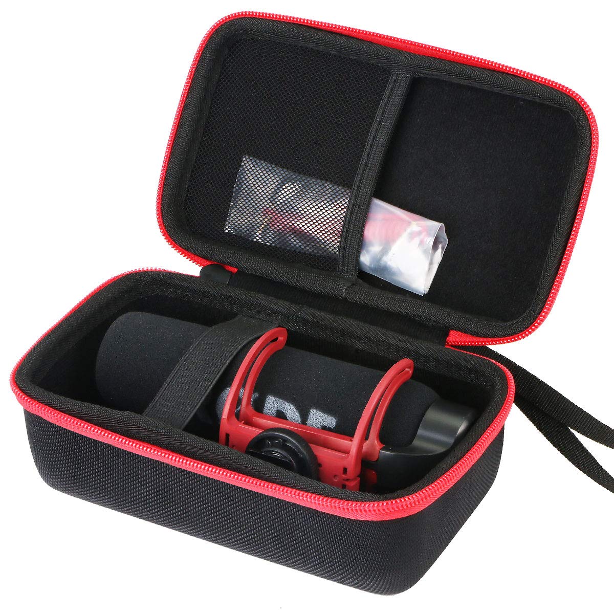 Aenllosi Storage Case for Rode VideoMic GO On Camera Microphone - Black/Red(only case)