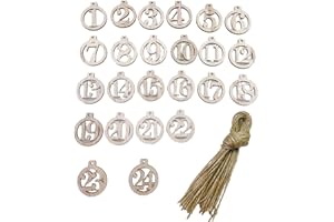 Advent Calendar Wooden Number Plates 1-24 Christmas Countdown Advent Calendar Numbers for Christmas Tree Pendants Wooden Numb