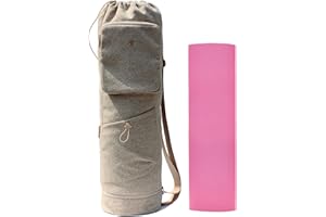ESVAN Yoga Mat Bag with Multi Pockets Drawstring Yoga Mat Carrier Pilates Exercise Multi-Functional Storage Bag