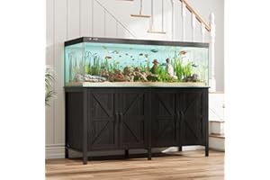 VOWNER 100-150 Gallon Fish Tank Stand with Power Outlet, Heavy Duty Aquarium Stand with Cabinet Storage for Fish Tank, Turtle Tank, Reptile Terrarium, 60" L*23.6" W Tabletop, 2200 LBS Capacity, Black