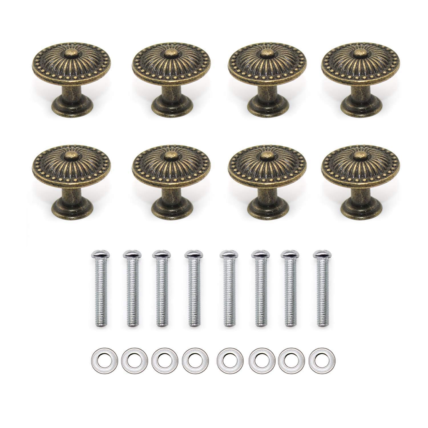 YFaith 8 Pcs Pull Handle Knob,Drawer Cabinet Pull Handle Knob,Furniture Knobs,Vintage Cabinet Knobs with Screws,for Wood Case Drawer Cabinets(Bronze)