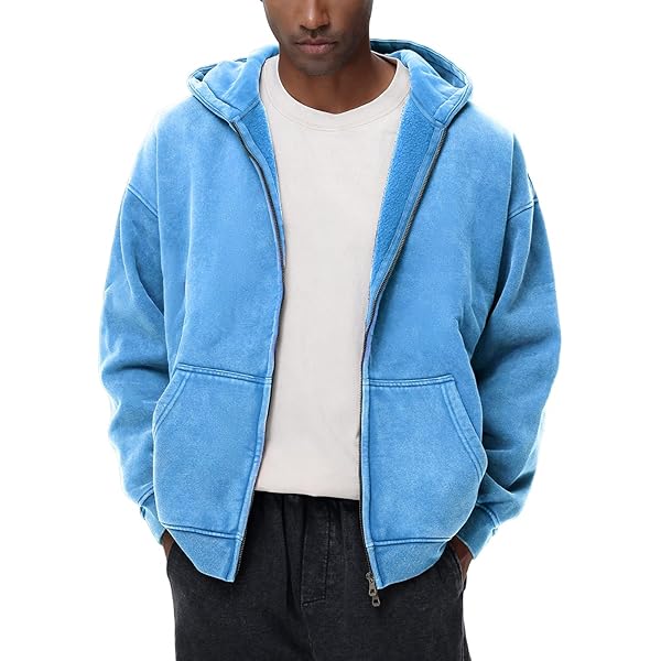 AIRNINE Men's Garment Dye Double Zipper Hoodie Jacket (S-3X