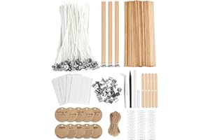 Multiwins 130 Pcs Candle Wicks for Candle Making Kit: 100 Cotton & 30 Wood Wicks with Complete Tool Set (Wick Holders, Wick Stickers, Candle Tabs, Tweezers, Pen), for Soy Beeswax DIY Candles