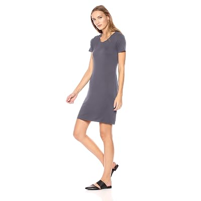 daily ritual t shirt dress Wcjm Daily Ritual Women's Jersey Short-Sleeve Scoop Neck T-Shirt Dress Women's Short Sleeve T-Shirt Women's V Neck Tie Button Hollow Fabric Ruffled