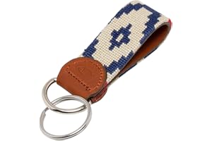 Huck Venture Leather Hand-Stitched Needlepoint Key Fob or Key Chain