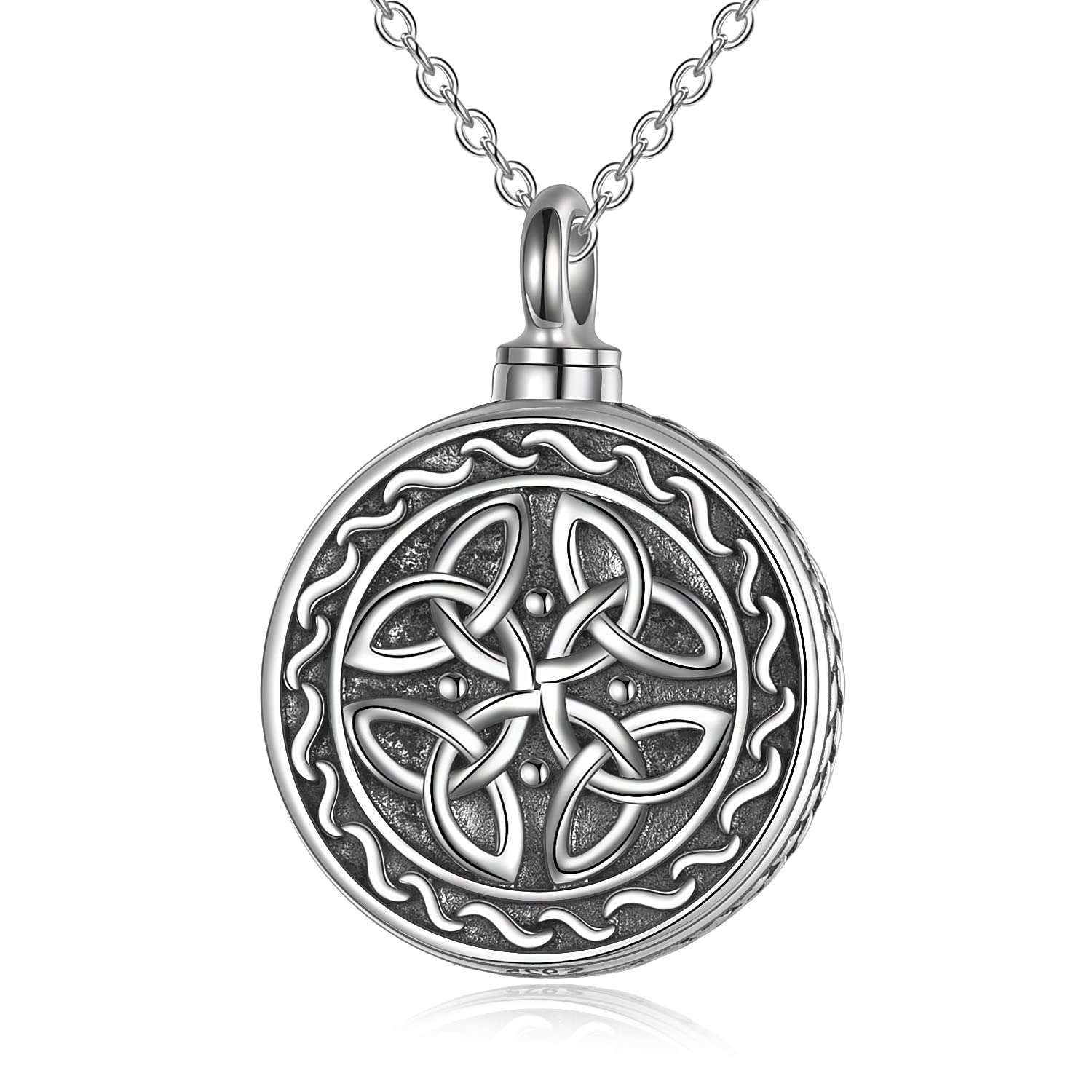 YFN Celtic Knot Urn Necklace for Ashes Sterling Silver Ashes Pendant Memorial Keepsake Jewellery Gifts for Women Men (Celtic Urn)