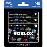 Roblox Physical Gift Cards (Multipack of 3 x $15) [Includes Free Virtual Item] [Redeem Worldwide] - $45