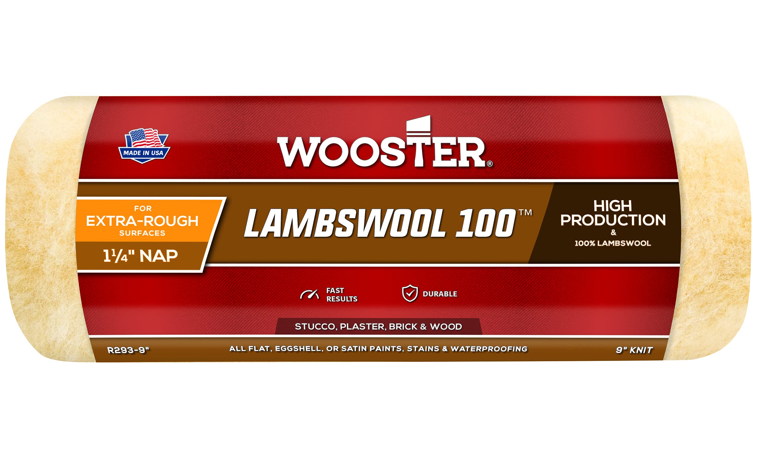 Photo 1 of Wooster Brush R293-9 Lambswool 100 Roller Cover, 1-1/4-Inch Nap, 9-Inch