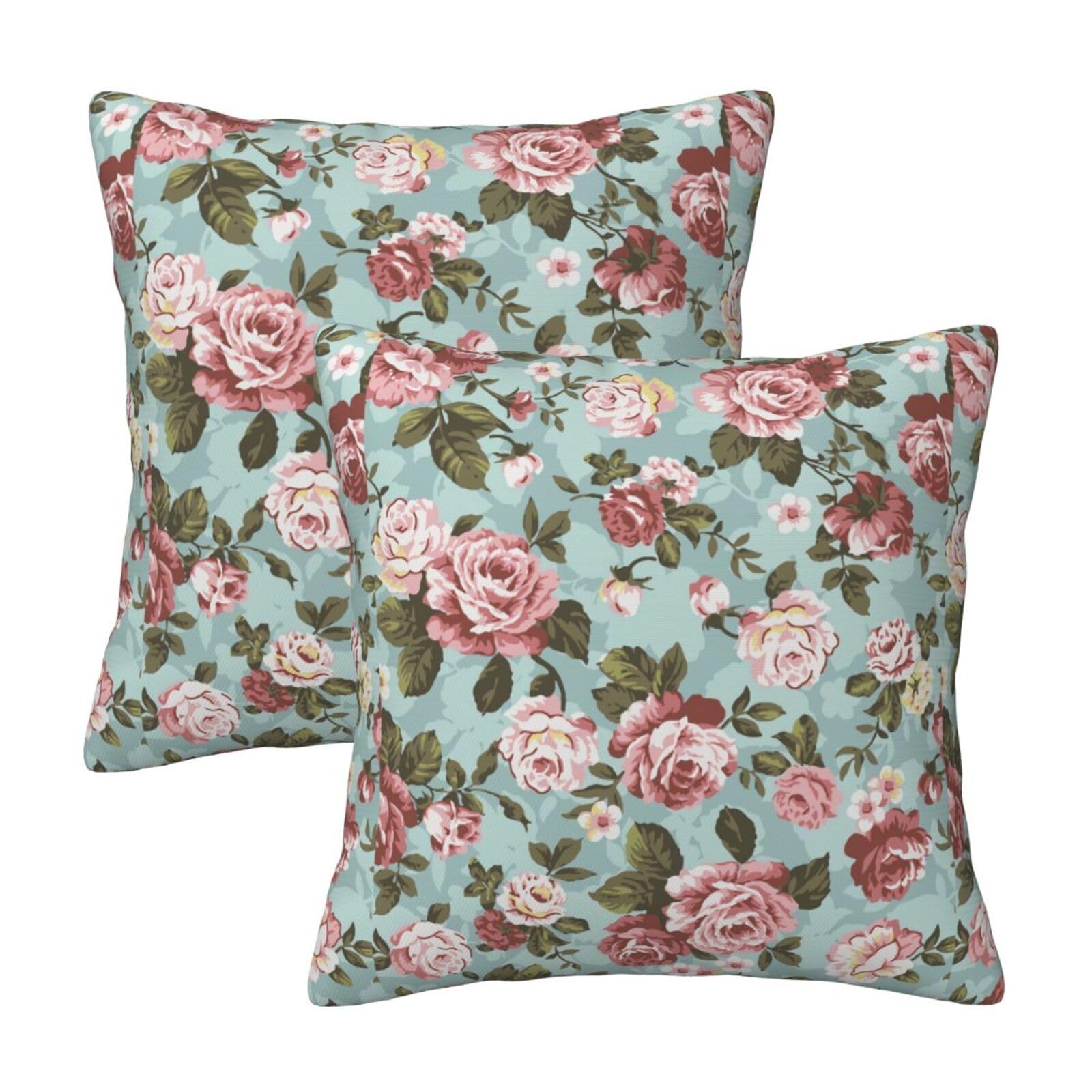 Photo 1 of OLUSENMO Blush Pink Rose Throw Pillow Covers Set of 2 Ultra-Soft All-Season Pillow Shams with Hidden Zipper,Durable for Sofa Bed Car Decor & Gift 18x18IN