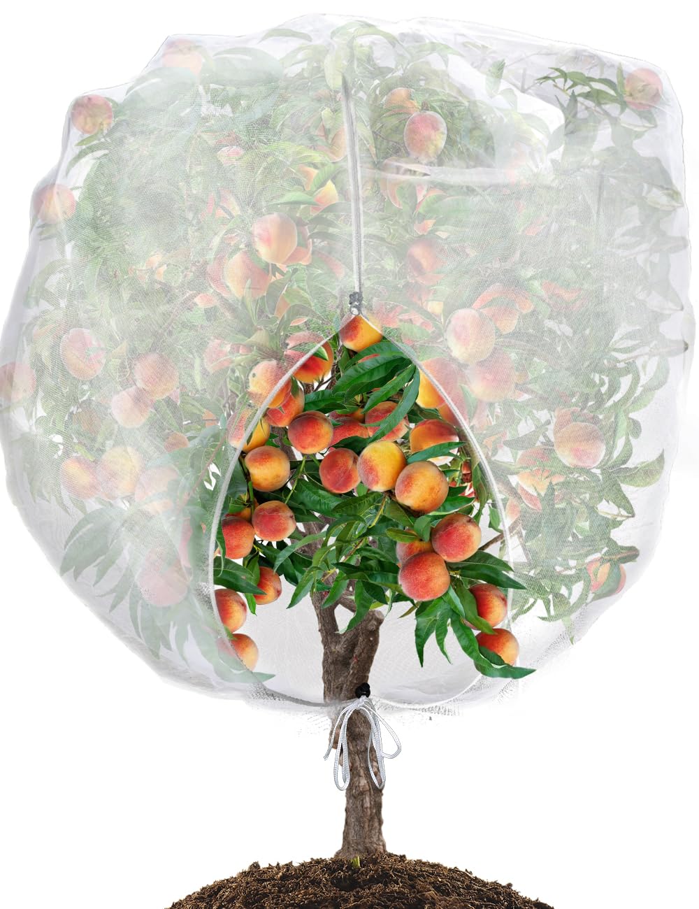 Photo 1 of wohohoho 8x6.6 ft Large Fruits Tree Netting, Insect Bird Barrier Netting with Drawstring and Zipper, Tree Plant Cover Tulle Netting to Prevent Tomato Blueberry Vegetables from Squirrel Bird Animals